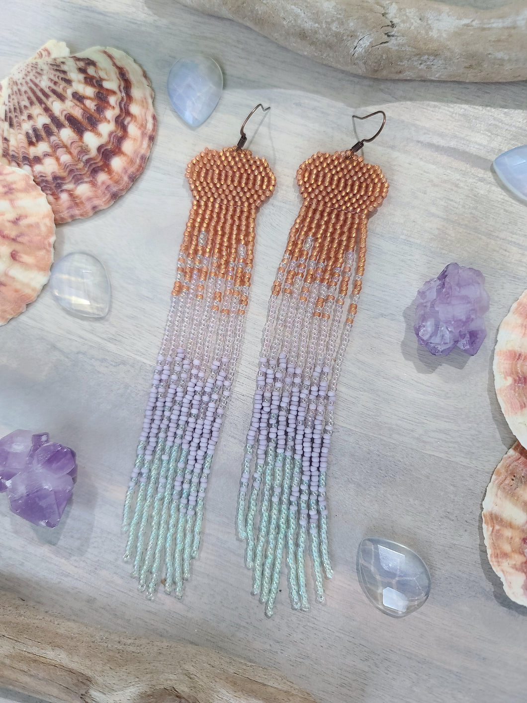 Jellyfish Duster Beaded Fringe Earrings – Earth Meets Water