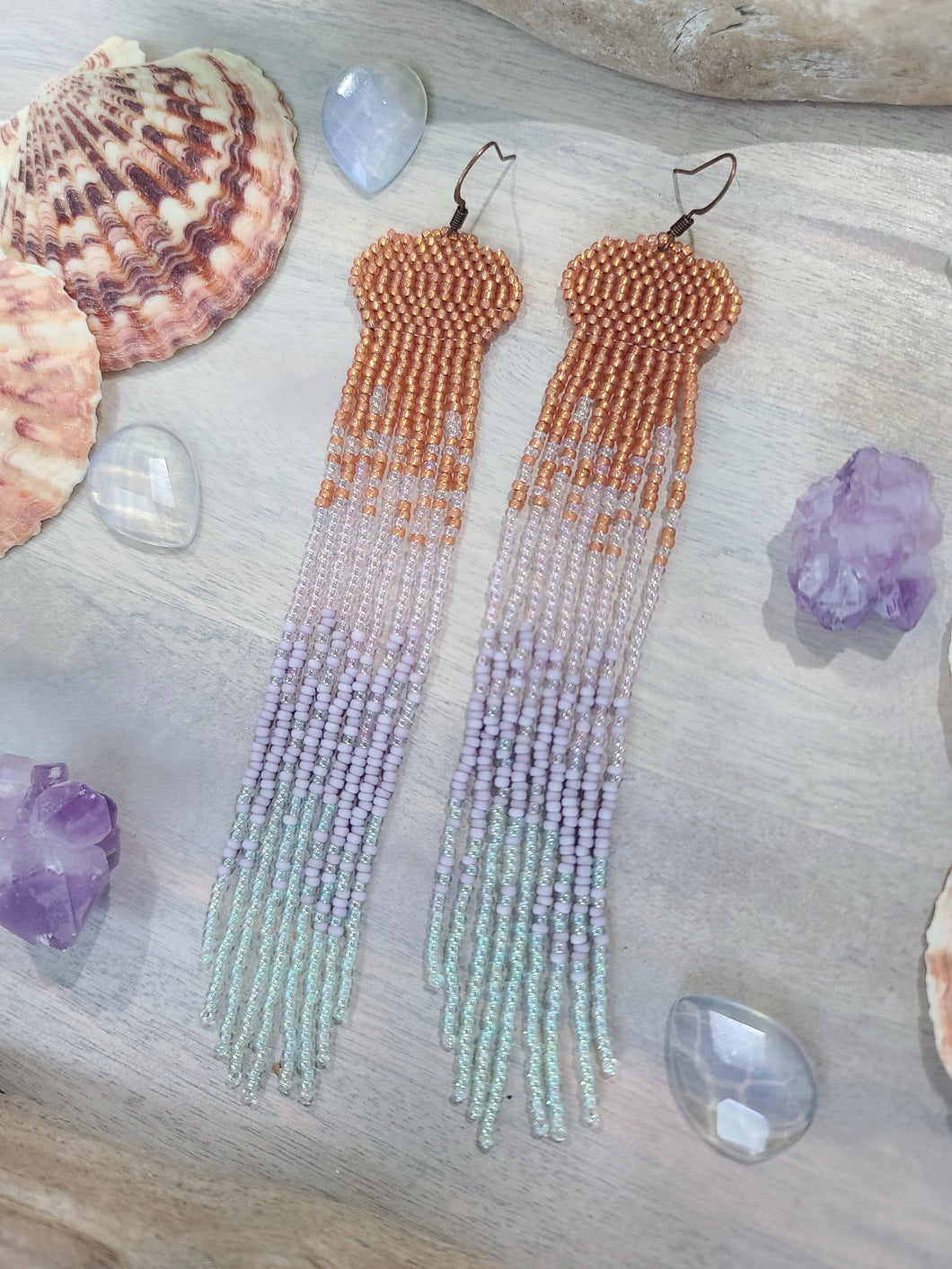 Jellyfish Duster Beaded Fringe Earrings – Earth Meets Water