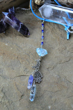 Silver Moon Hamsa Rearview Mirror Accessory - Aquamarine