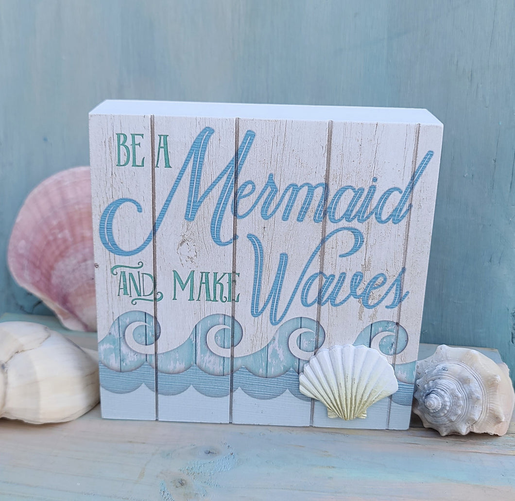 Mermaid Makes Waves Wooden Plaque