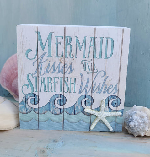 Mermaid Kisses Wooden Plaque