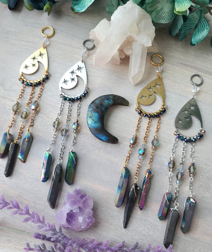 Starry Nights Crescent Moon Car Charm