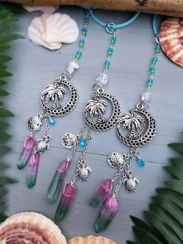Beach Sunset -Crescent Moon & Palm Tree Car Charm