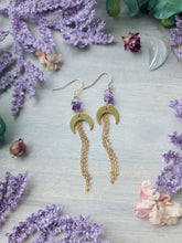 Ametrine & Brass Moon Earrings