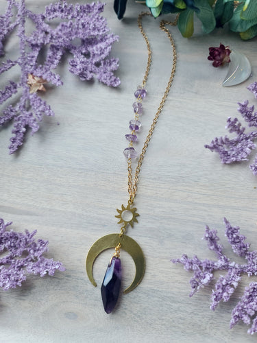 Ametrine + Amethyst Sun & Moon Necklace
