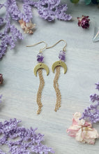 Ametrine & Brass Moon Earrings