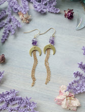 Ametrine & Brass Moon Earrings